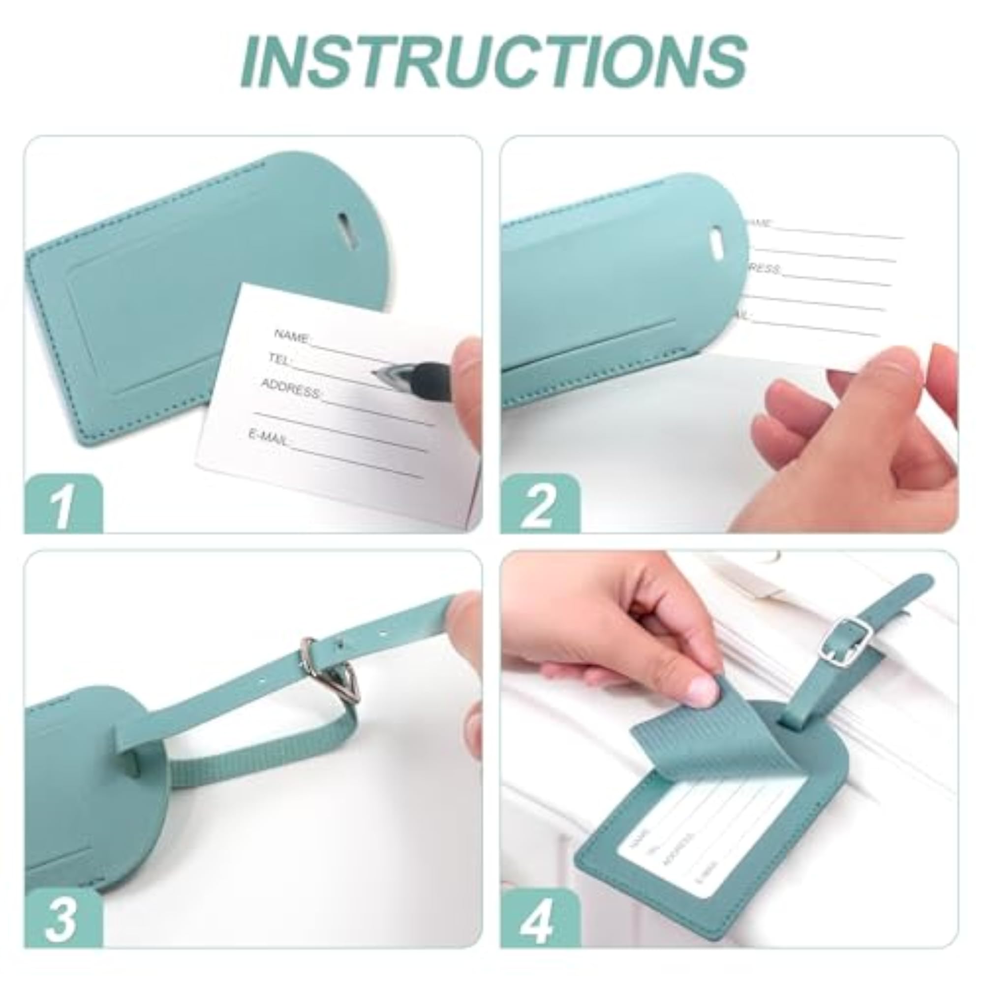 4 Pcs Leather Suitcase Tags